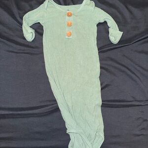 Caden Lane Sage Green Baby Gown with Wooden Buttons